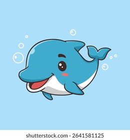 Cute Dolphin Cartoon Vector Illustration