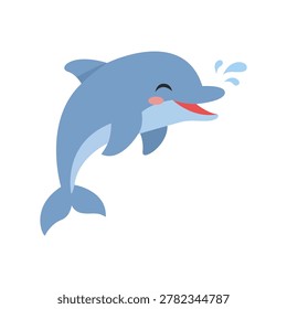 Cute dolphin cartoon vector illustration, ideal for ocean themes, marine wildlife projects, nursery decor, and playful mascot designs.