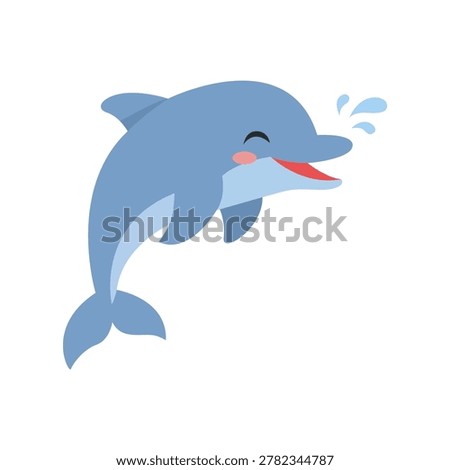 Cute dolphin cartoon vector illustration, ideal for ocean themes, marine wildlife projects, nursery decor, and playful mascot designs.