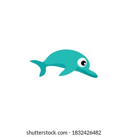 Cute dolphin cartoon vector on a white background