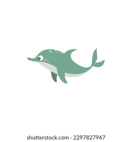 Cute dolphin cartoon vector on a white background