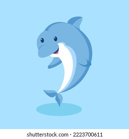 Cute Dolphin Character Design Illustration