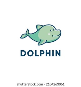 Cute dolphin character mascot logo design