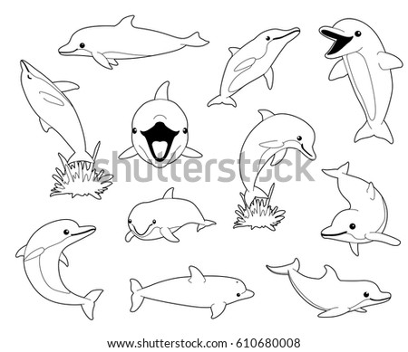 Cute Dolphin Coloring Book Cartoon Vector Stock Vector (Royalty Free ... Cute Dolphin Coloring Book Cartoon Vector Stock Vector (Royalty Free ...
