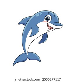 Cute dolphin coloring illustration vector