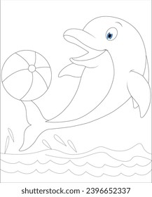 Cute dolphin coloring page for children with a fun and playful design