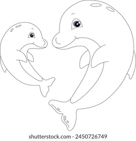 cute dolphin coloring page for kids