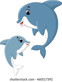 Cute dolphin couple cartoon