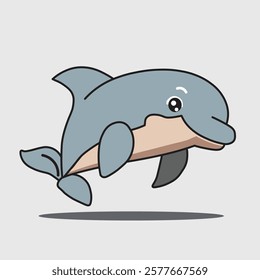 Cute dolphin doodle illustration cartoon outline