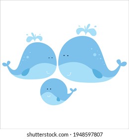 Cute Dolphin Family Animal Flat Cartoon Character Vector Template Design Illustration
