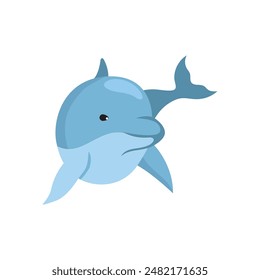 cute dolphin fish cartoon isolated