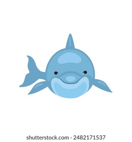 cute dolphin front view oceanic animal isolated