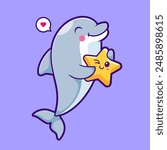 Cute Dolphin Holding Star Cartoon Vector Icon Illustration.
Animal Nature Icon Concept Isolated Premium Vector. Flat
Cartoon Style