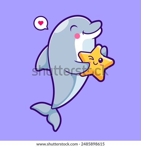 Cute Dolphin Holding Star Cartoon Vector Icon Illustration.
Animal Nature Icon Concept Isolated Premium Vector. Flat
Cartoon Style
