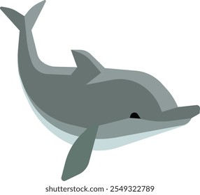 Cute dolphin icon. Gray underwater animal symbol