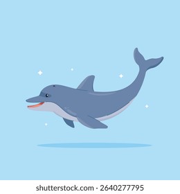 cute dolphin illustration with isolated background. sea water animal is dolphin