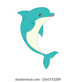 Cute dolphin illustration, perfect for kids, marine-themed designs, educational, and playful projects