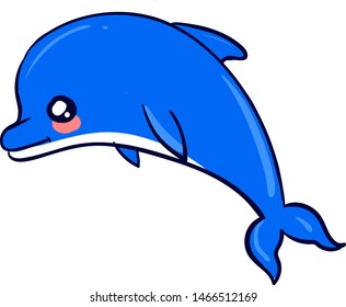 Cute dolphin, illustration, vector on white background.