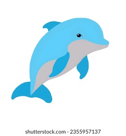 Cute Delphin einzeln auf weißem Hintergrund. Vektorgrafik