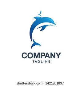 cute dolphin logo with blue color