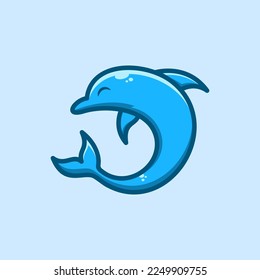 Cute Dolphin Logo Design Illustration