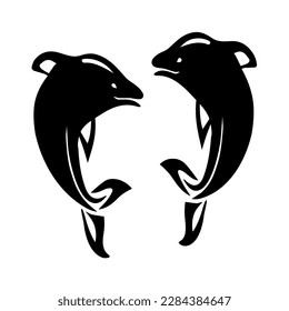 cute dolphin lovers in simple design