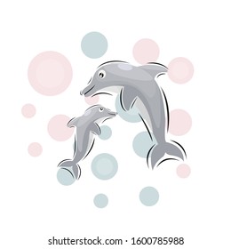 cute dolphin mascot cartoon design vector