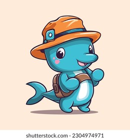 Cute dolphin mascot character for tour company.