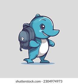 Cute dolphin mascot character for tour company.