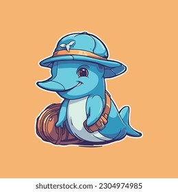 Cute dolphin mascot character for tour company.