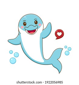 Cute dolphin mascot design illustration