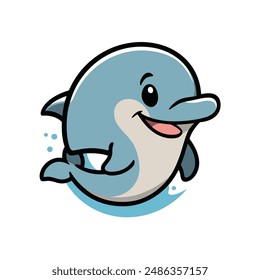 A cute dolphin mascot style logo design vector with modern illustration concept style for badge, emblem and tshirt printing