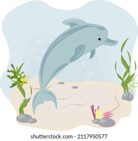 delfín bonito sobre el fondo del fondo del fondo marino