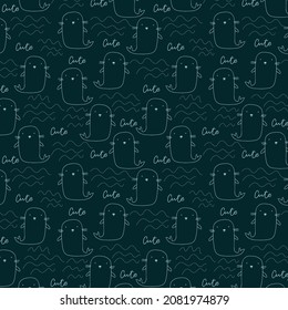 Cute dolphin pattern on blue background