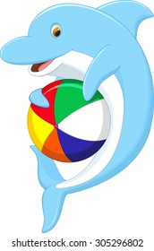 cute dolphin playing ball