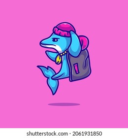 Cute Dolphin Rapper, Suitable For T-shirt Designs Or Cute Dolphin Mascots