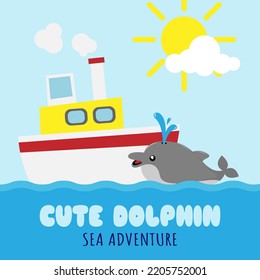 Cute dolphin sea adventure. Suitable for children's products