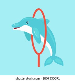 Cute dolphin sea animal mascot design illustration