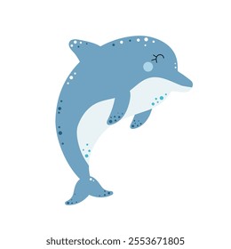 Cute dolphin. Sea and ocean animal. Vector illustration isolated on white background