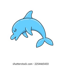Cute Delphin lächelt positive Charaktercartoon unter Wasser Welt Vektorgrafik Maskottentier einzeln auf weißem Hintergrund