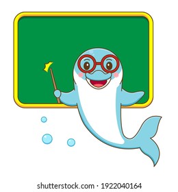 Cute dolphin teacher mascot, illustration design