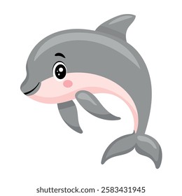 Cute dolphin. Vector clipart illustration on isolated background.