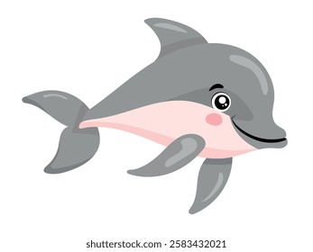 Cute dolphin. Vector clipart illustration on isolated background.