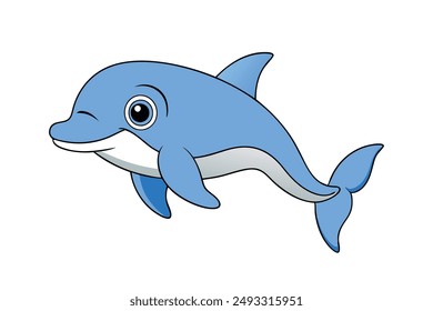 Cute Dolphin Vector Illustration - Cartoon, Clipart  Line Art Design Vector illustration of a cute dolphin in cartoon, clipart, and line art styles