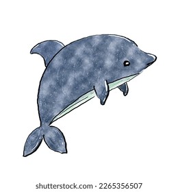 A cute dolphin watercolor-style vector isolated on white color background