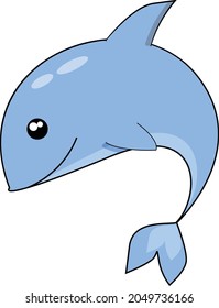 cute dolphin. cute whale. children's illustration with a fish. drawing for children with a dolphin