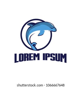 cute dolphins cartoon vector logo templates