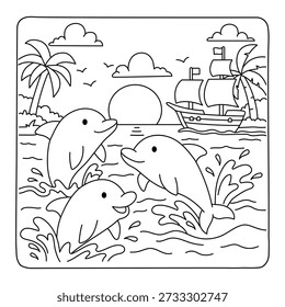 Cute Dolphins in Ocean