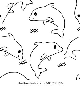 Cute dolphins seamless pattern