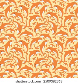 Cute Dolphins seamless vector pattern